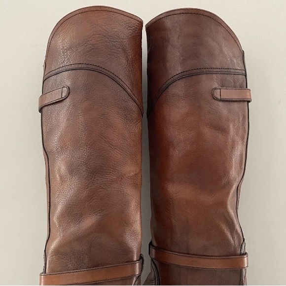 FRYE Dorado Tall Cognac Brown Leather Harness Buckle Riding Knee Boots Shoes 6 - Picture 12 of 16